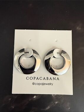 Copacabana Jewelry Silver Disc Hoop Earrings - New